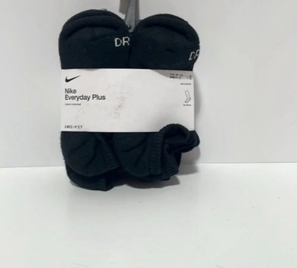 Nike Everyday Black Dri-Fit Cushion No-Show Socks (6 Pairs) Youth 3Y-5Y WMN 4-6